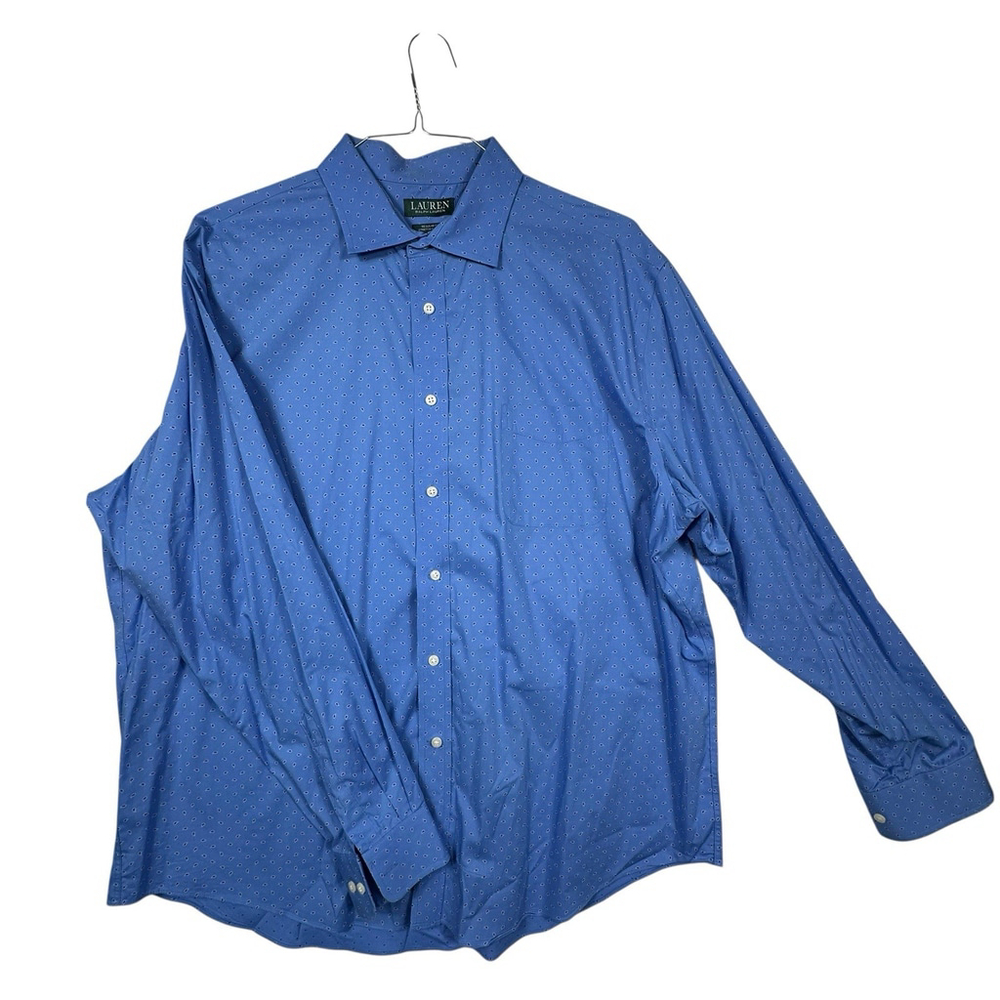 Ralph Lauren Mens Dress Shirt Regular Fit Button Up Blue White Size 2XL 18 26/37